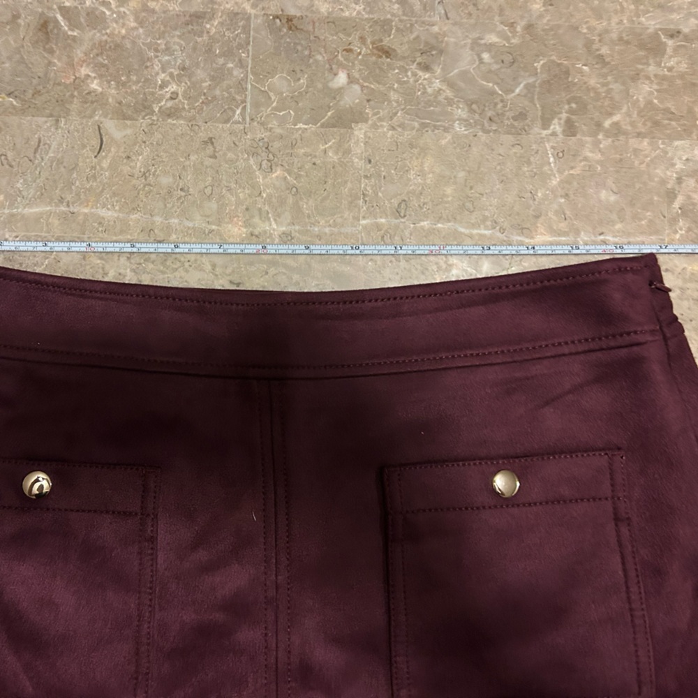 NWT Loft Faux Suede Burgundy Skirt- Size 12 - Picture 14 of 15